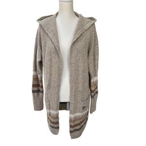 Krimson Klover Hooded Claudine Cardigan Striped Alpaca/Wool Blend Sweater Size L